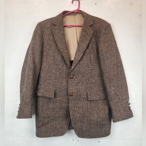 VINTAGE Harris Tweed Blazer Jacket Sport Coat Mens Size 40 R Made in USA Wool